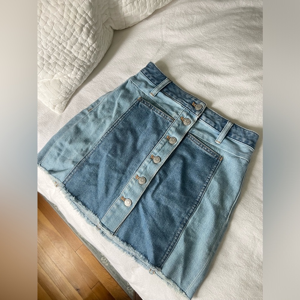 Madewell x ISKO™ Patchwork Jean Skirt denim size 24 - Picture 5 of 7